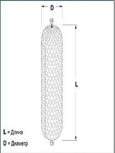 Цилиндрический габион 4×0,65×1,32 с размером ячейки 80х100 мм.